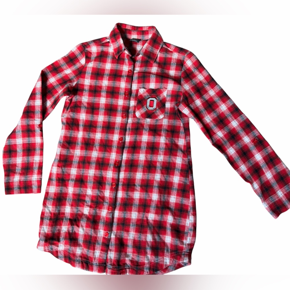 Ohio State Buckeyes ladies Scarlett Red and White Plaid Sleepwear size Small